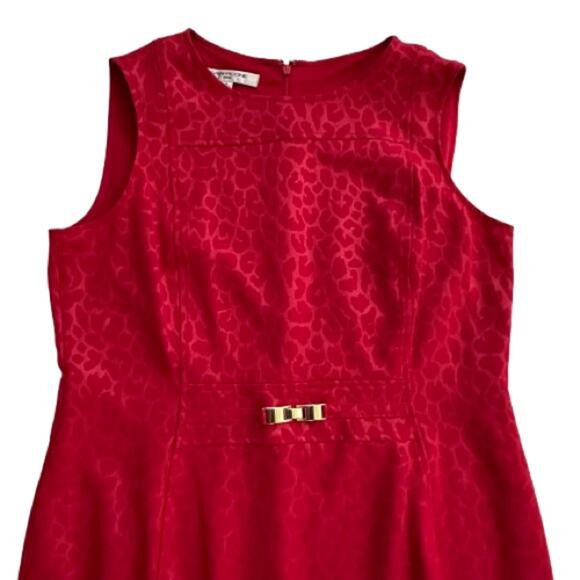 Evan Picone Dress Red Monochromatic Print Sleeveless Lined Holiday Dress Size 14 - Picture 8 of 12